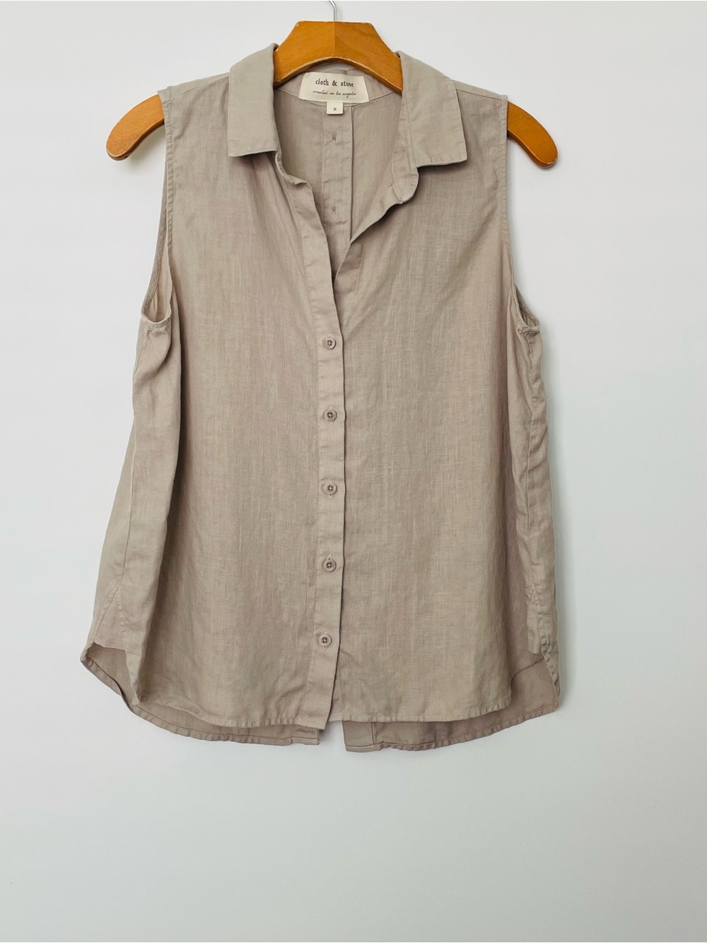 cloth & stone Sleeveless Button-Front Linen-Blend Top